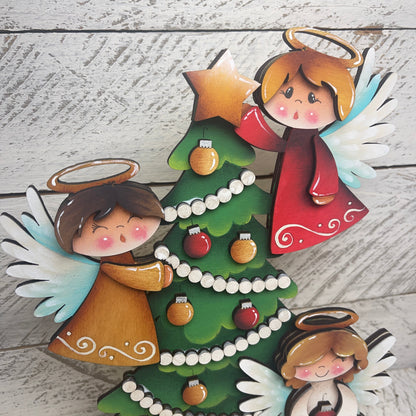 Angeli con albero di Natale Out of the Wood