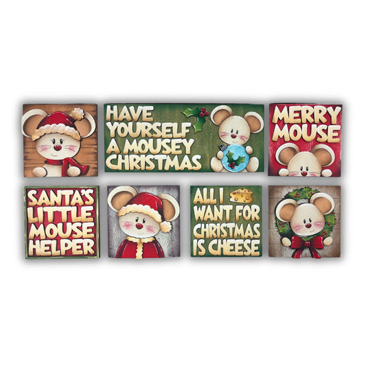 Set topi Natale inserti quadrati grandi 10cmx10cm Out of the Wood
