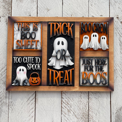 Set fantasmi Halloween inserti quadrati grandi 10x10 Out of the Wood