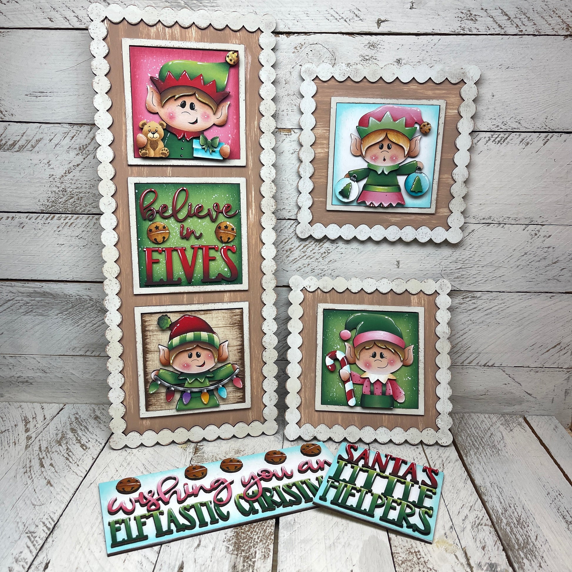 Set elfi natalizi inserti quadrati grandi 10x10 Out of the Wood