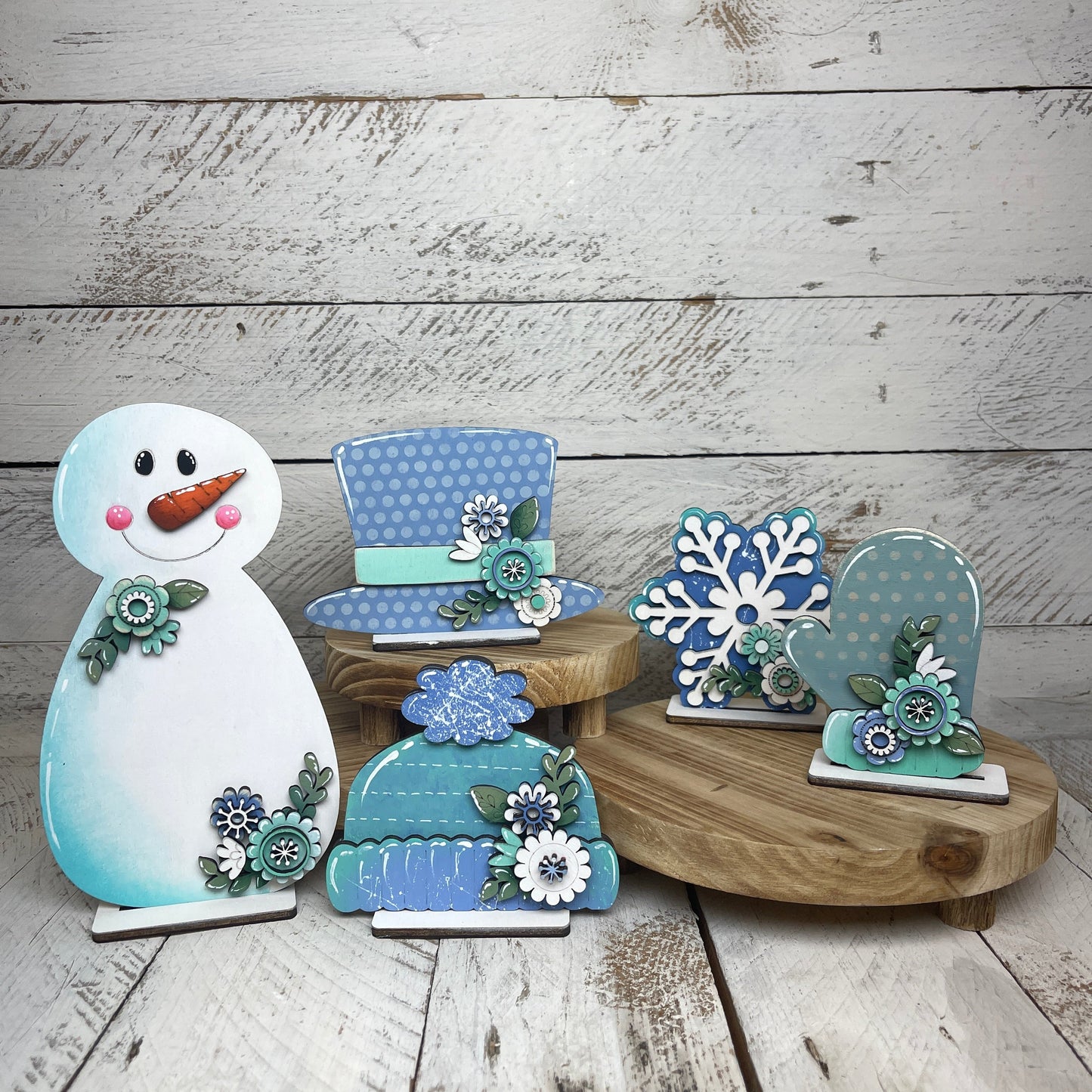 Winter Snowman floreal Out of the Wood