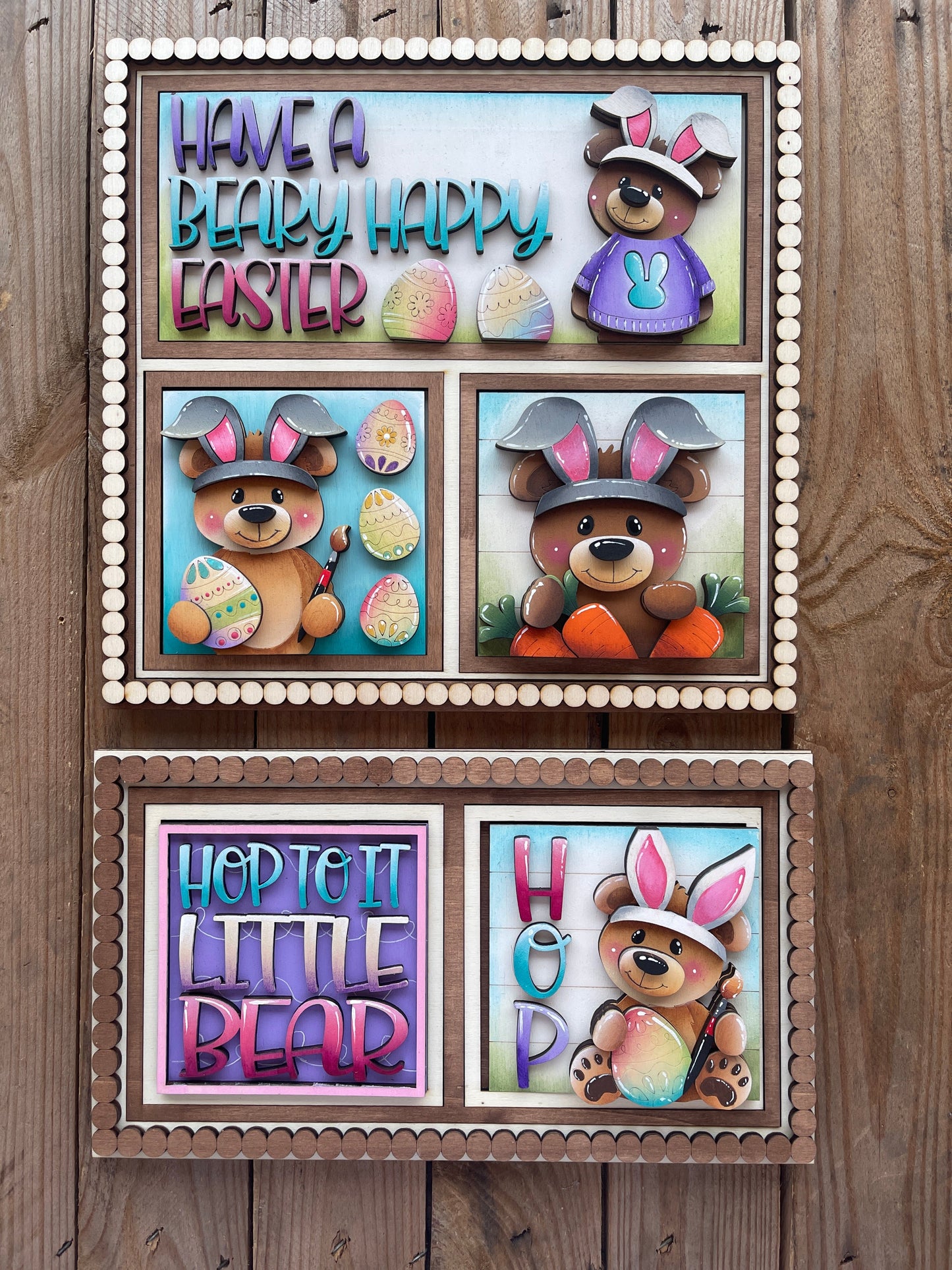 Set orsi Pasqua inserto quadrati grandi 10x10 Out of the Wood