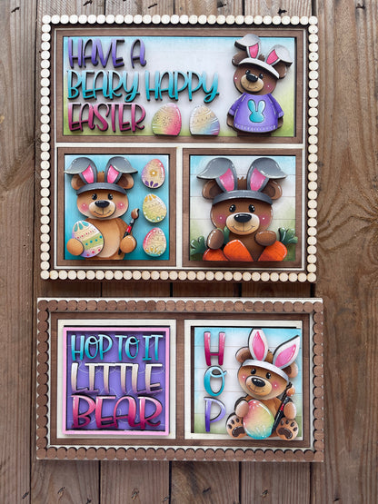 Set orsi Pasqua inserto quadrati grandi 10x10 Out of the Wood