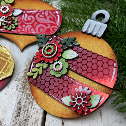 (Copia) Kit Christmas ball flower ornament Out of the Wood