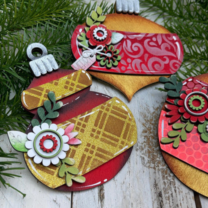 (Copia) Kit Christmas ball flower ornament Out of the Wood