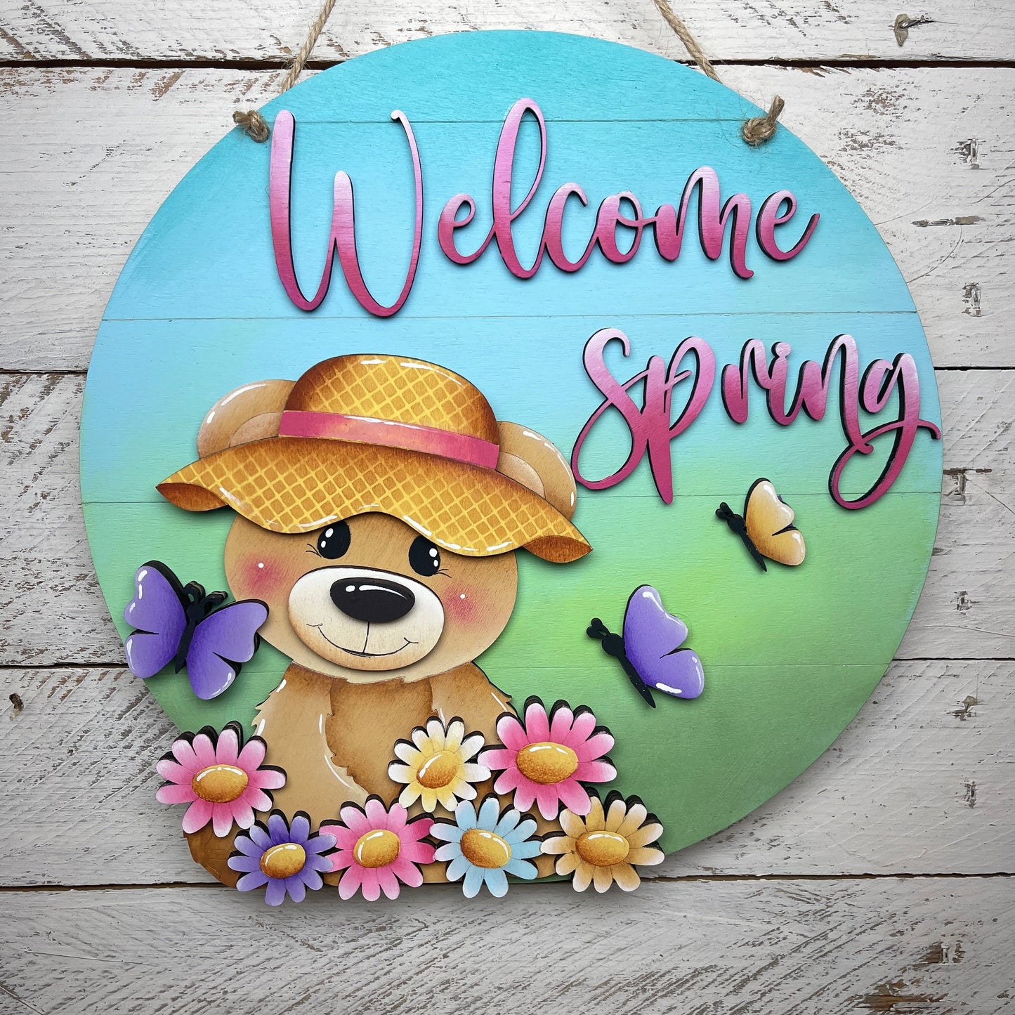 Fuoriporta welcome spring orso con fiori Out of the Wood