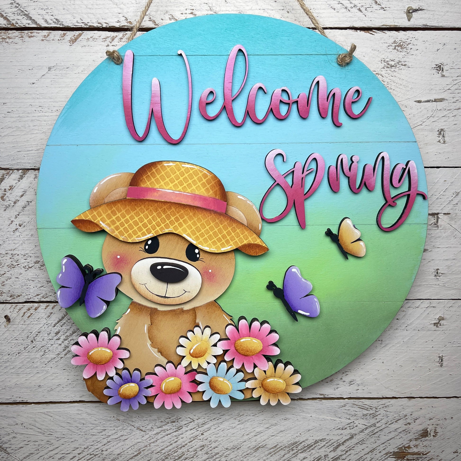 Fuoriporta welcome spring orso con fiori Out of the Wood