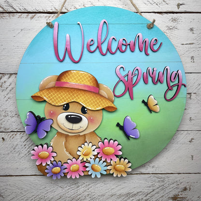 Fuoriporta welcome spring orso con fiori Out of the Wood