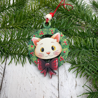 Ornament Sweet Christmas kitty Out of the Wood