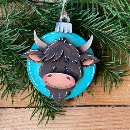 Mucca Highlander ornament Out of the Wood