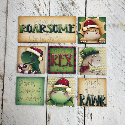 Set dinosauro natale inserti quadrati piccoli 6x6 Out of the Wood