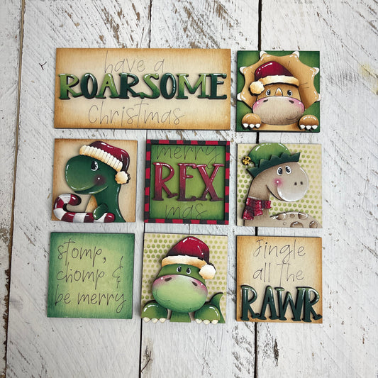 Set dinosauro natale inserti quadrati piccoli 6x6 Out of the Wood