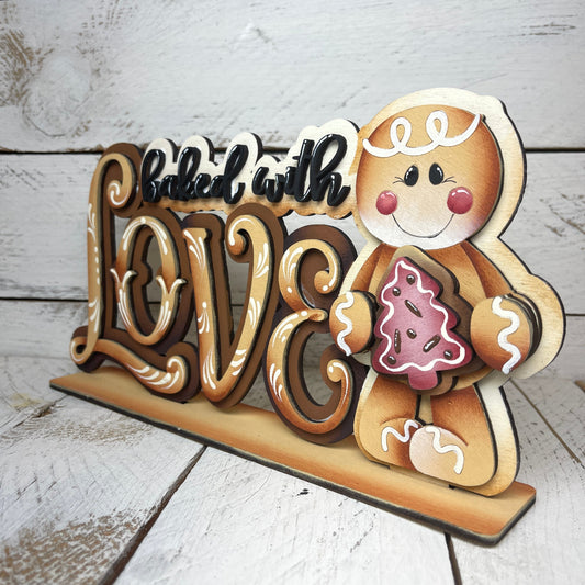 Scritta Baked with love Out of the Wood