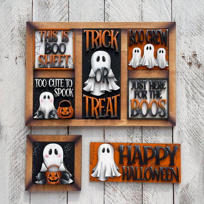 Set fantasmi Halloween inserti quadrati grandi 10x10 Out of the Wood