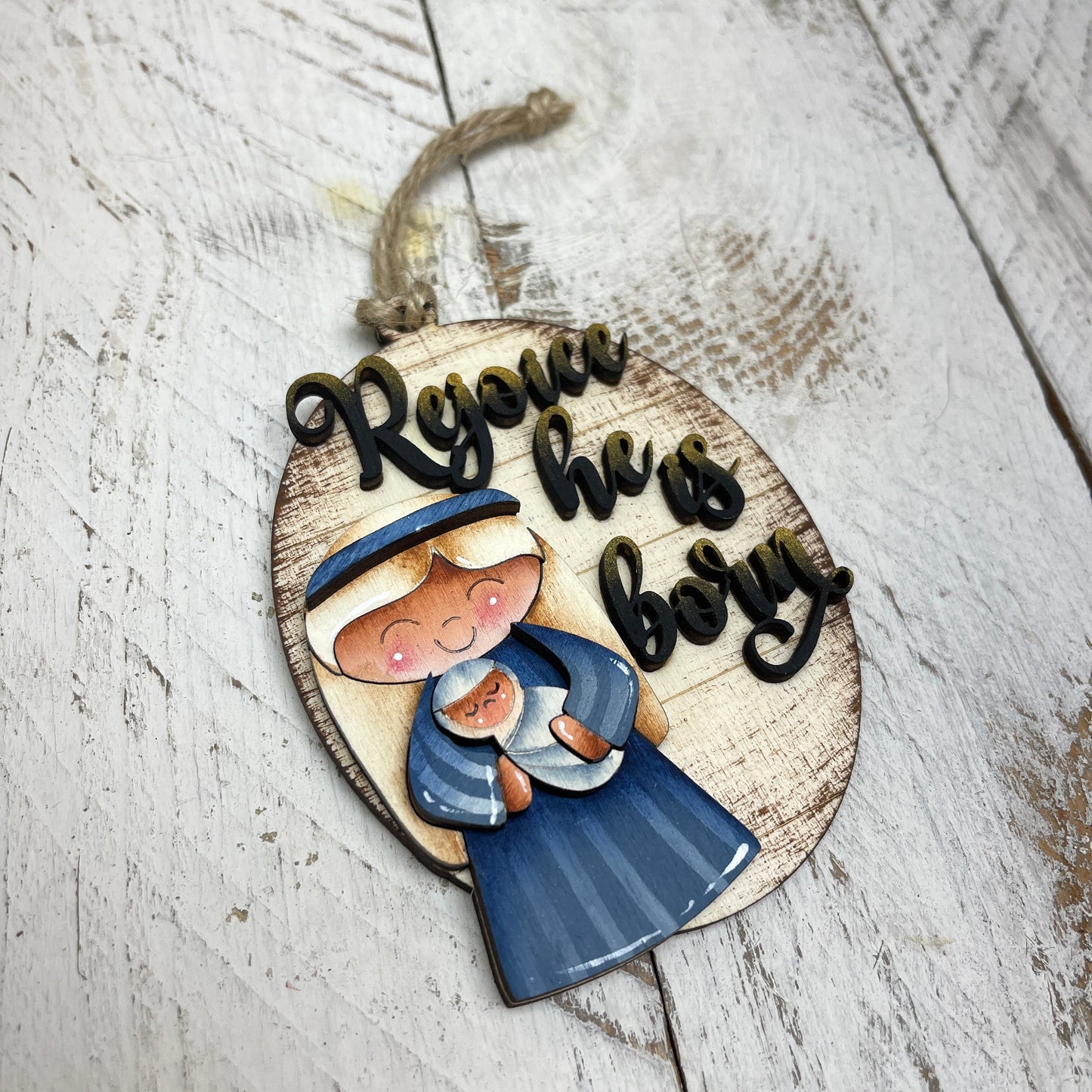 Sweet nativity ornament 2 Out of the Wood