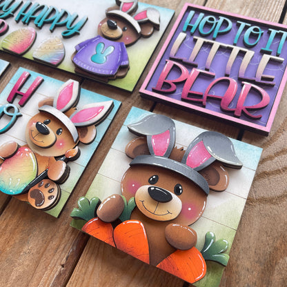 Set orsi Pasqua inserto quadrati grandi 10x10 Out of the Wood