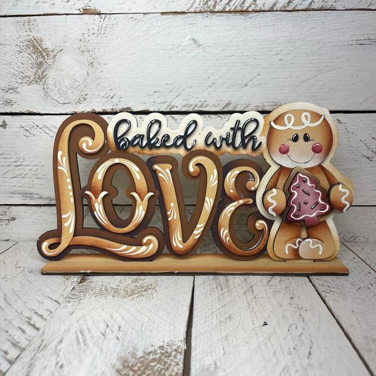 Scritta Baked with love Out of the Wood
