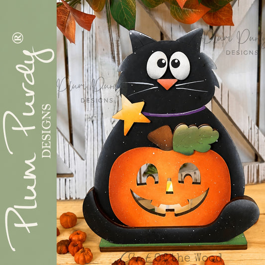 Gatto Halloween porta candela Out of the Wood
