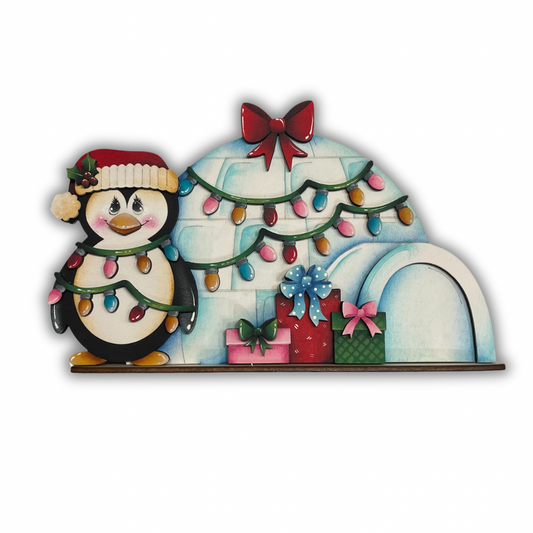 Igloo Christmas pinguin con piedistallo Out of the Wood