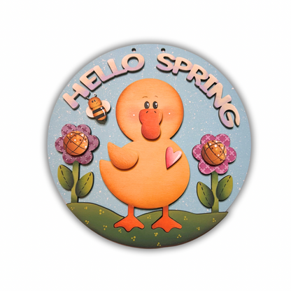 Fuoriporta tondo Hello spring anatra Out of the Wood