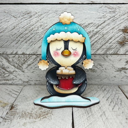 Pinguini natalizzi con piedistallo Out of the Wood