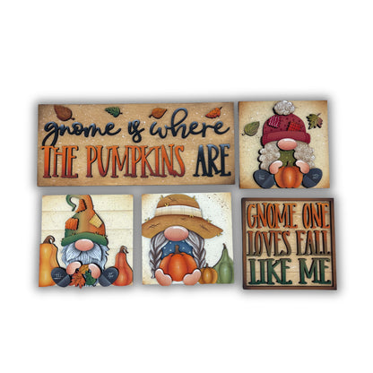 Set gnomi autunno  inserti quadrati grandi 10cmx10cm