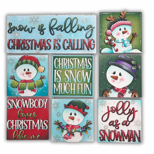 Set pupazzi di neve natalizi inserti quadrati grandi 10x10 Out of the Wood