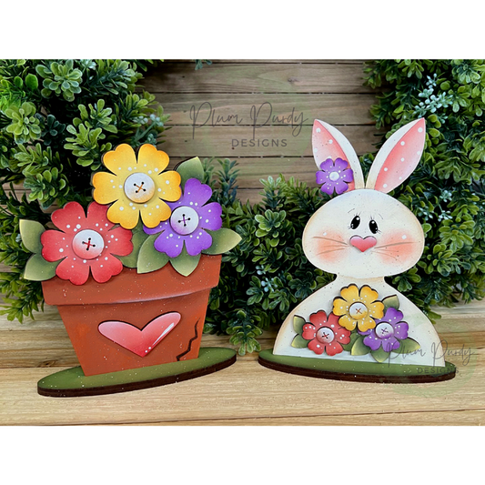 Spring Easter bunny pot Out of the Wood