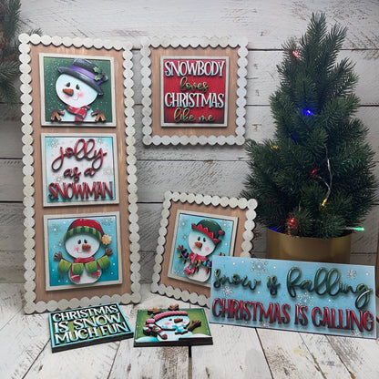 Set pupazzi di neve natalizi inserti quadrati grandi 10x10 Out of the Wood