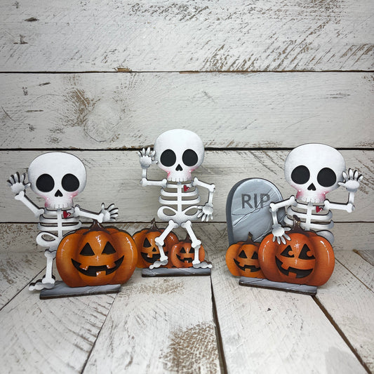 Scheletri Halloween con piedistallo Out of the Wood