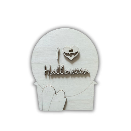 Portapennelli/ brush holder “I love Halloween” Out of the Wood