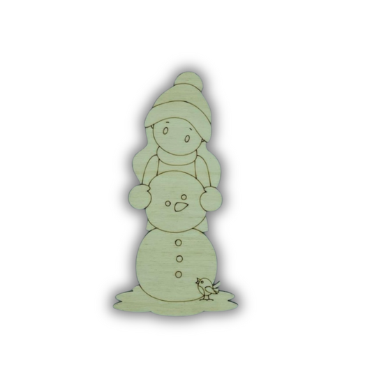 Bambina con snowman 2 SAGOMA Out of the Wood