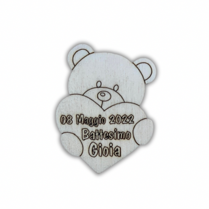 Targhetta orso con cuore personalizzabile Out of the Wood