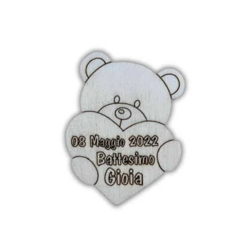 Targhetta orso con cuore personalizzabile Out of the Wood