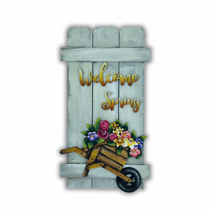Carretto di fiori su steccato Out of the Wood