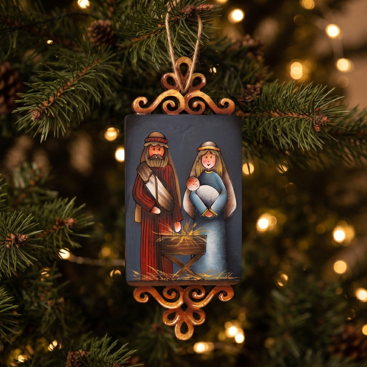 Ornament -pattern -“Rejoice Nativity ” by Maxine Thomas Out of the Wood