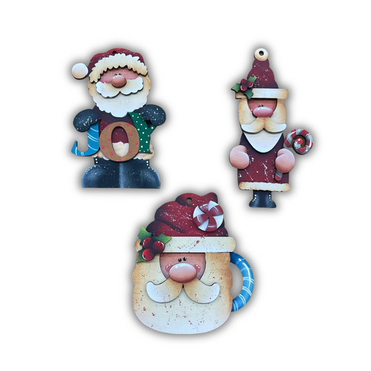 Kit Santa ornaments Out of the Wood