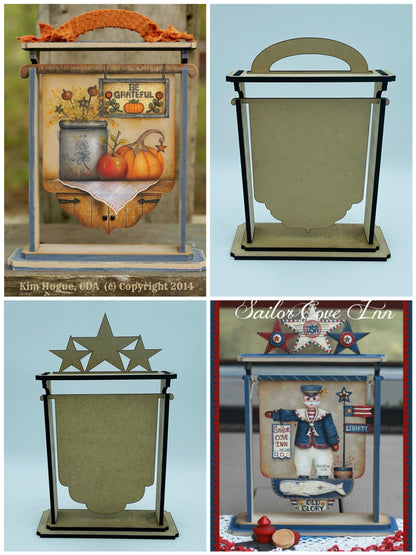 Banner holder framework con pannelli diversi Out of the Wood