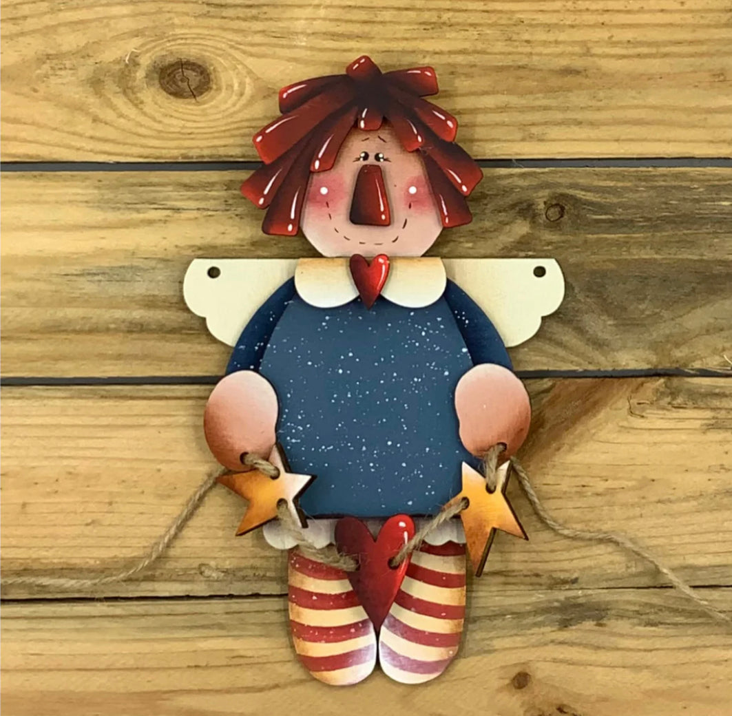 Angel Raggedy  ann star & Heart Out of the Wood