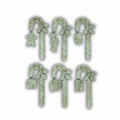 6 Gingerbread candy  canes ornament by Sandra Malone Out of the Wood