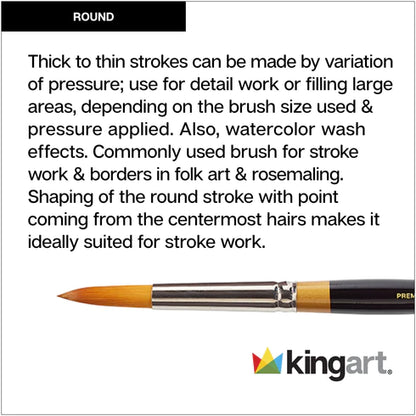 KINGART® Original Gold® 9000 Round Series Premium Golden Taklon Multimedia Artist Brushes Out of the Wood