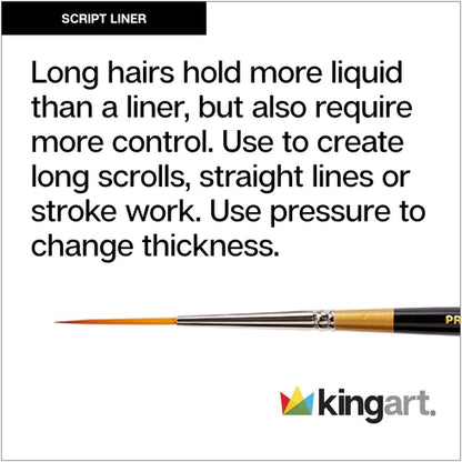 KINGART® Original Gold® 9050 Script Liner Series Premium Golden Taklon Multimedia Artist Brushes Out of the Wood