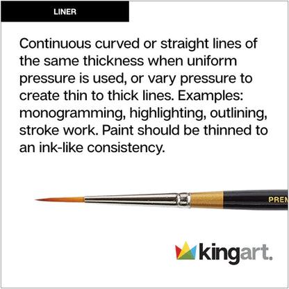 KINGART® Original Gold® 9350 Liner Series, Premium Golden Taklon Multimedia Artist Brushes Out of the Wood