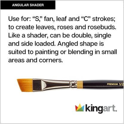 KINGART® Original Gold® 9400 Angle Shader Series, Premium Golden Taklon Multimedia Artist Brushes Out of the Wood