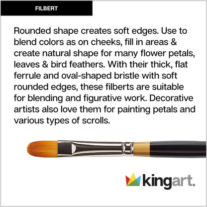 KINGART® Original Gold® 9500 Filbert Series, Premium Golden Taklon Multimedia Artist Brushes, Out of the Wood