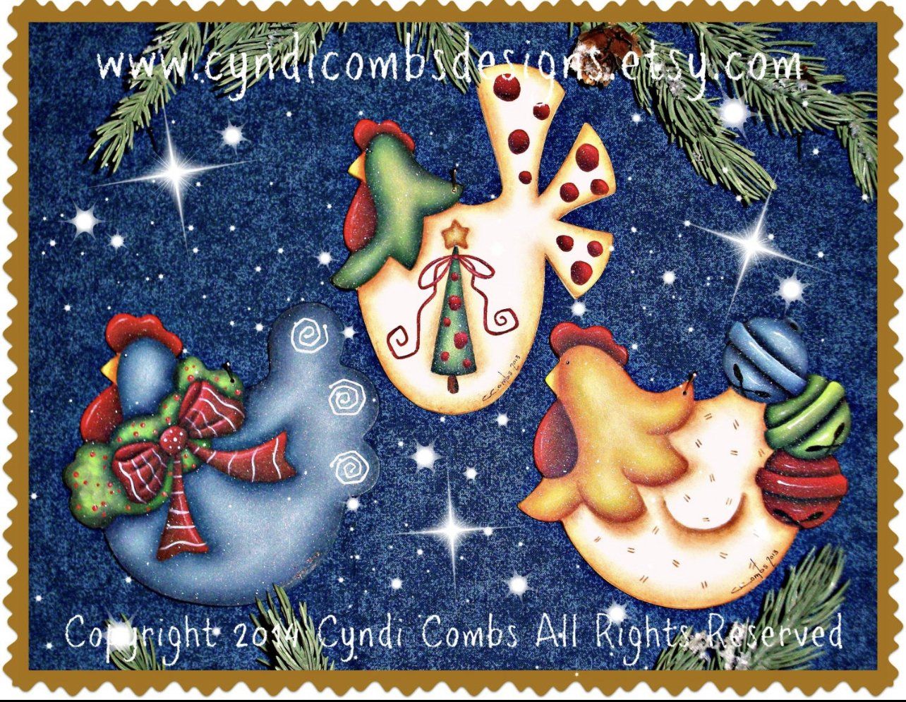 Kit 3 pz Festive christmas cluckers (sagome in legno) - Out of the Wood