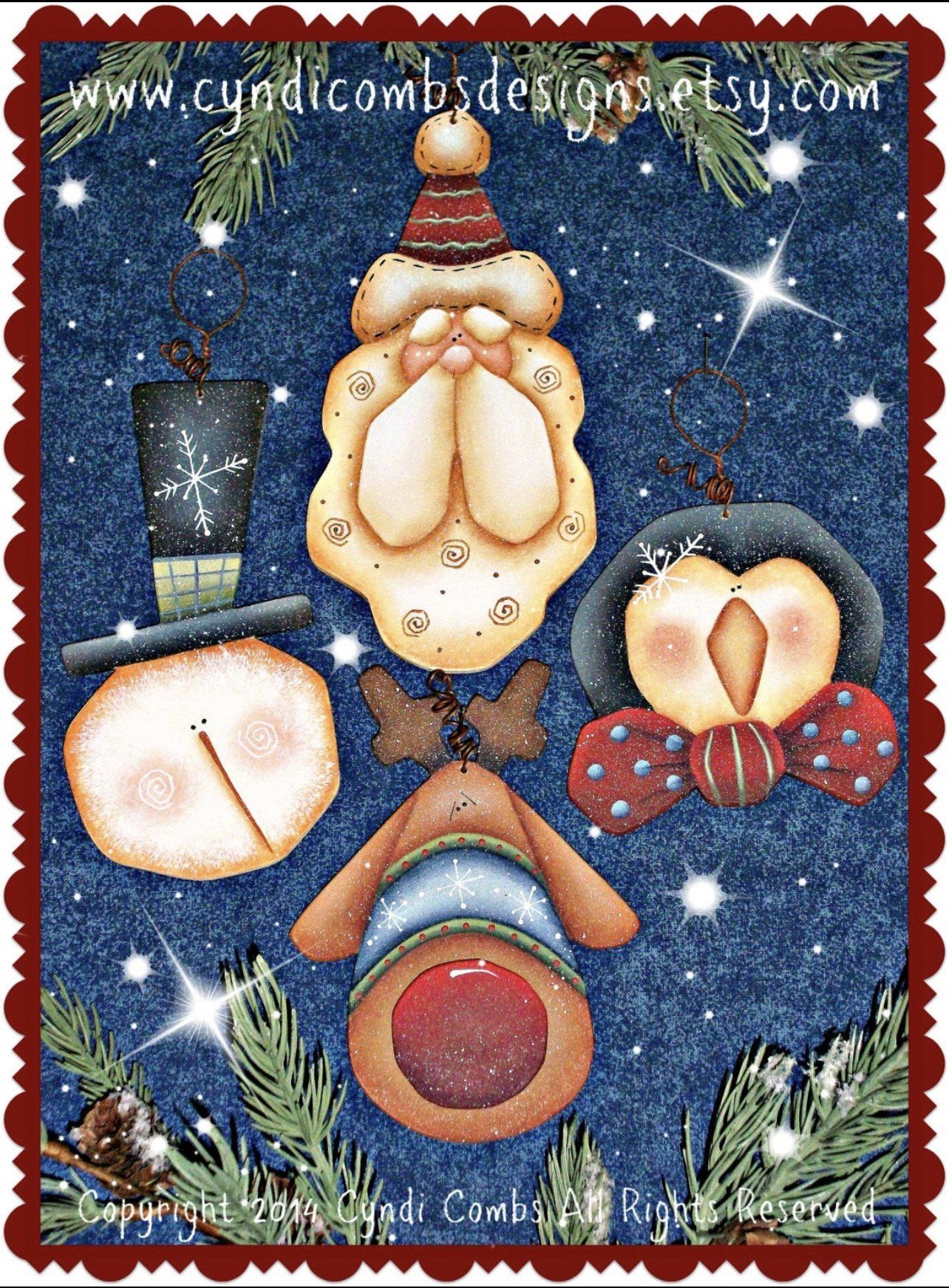 Kit 4 pz Santa and friends ornaments (sagome in legno) - Out of the Wood