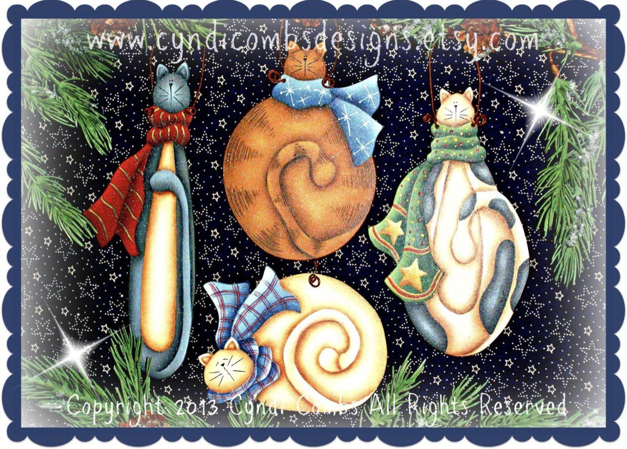 Kit 4 pz Winter  kitties  ornaments  ornaments (sagome in legno) - Out of the Wood