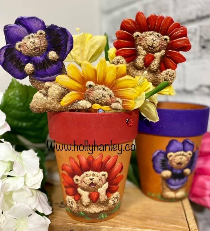 Kit Flower pot bears ( Holly Hanley design) - Out of the Wood