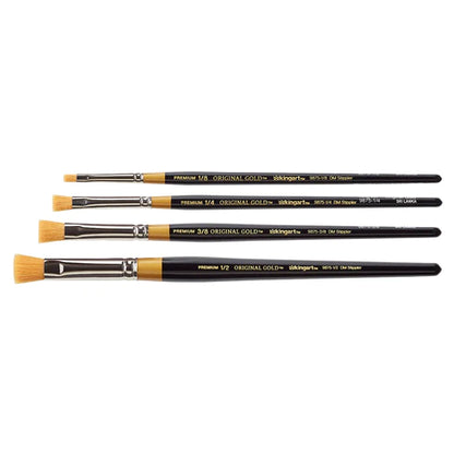 KINGART® Original Gold® 9875 Wavy Specialty Stippler Series, Premium Golden Taklon Multimedia Artist Brushes Out of the Wood